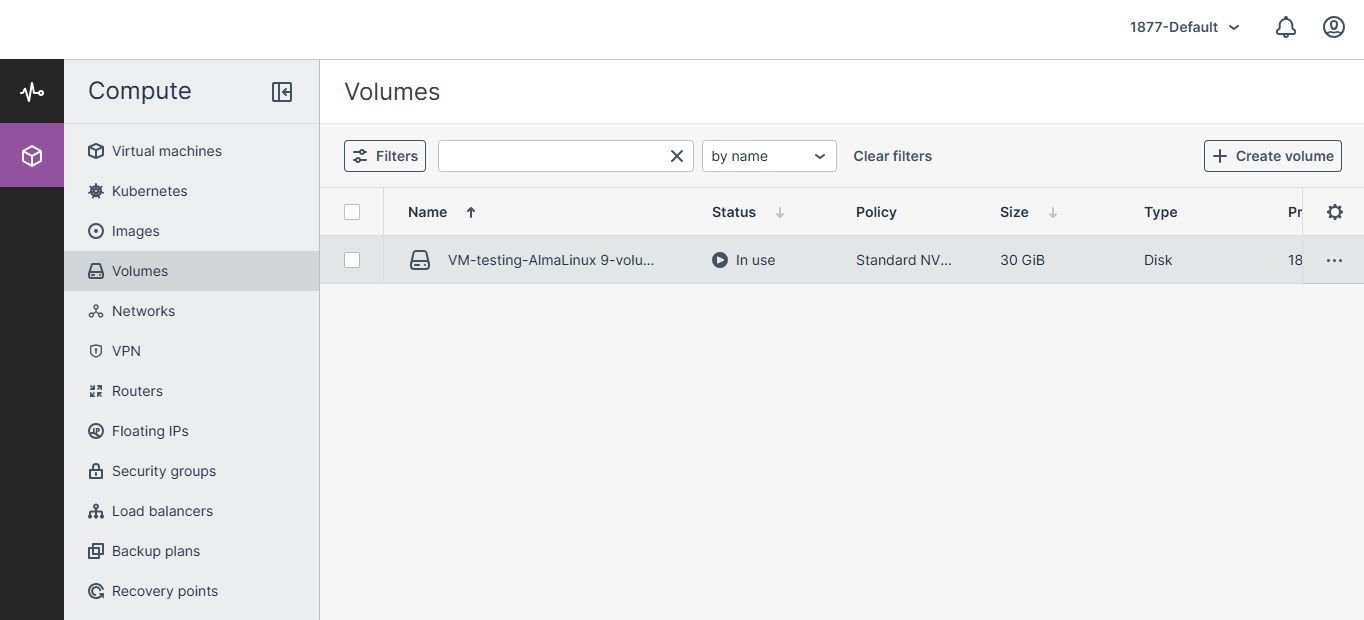 Navigate to Volumes
