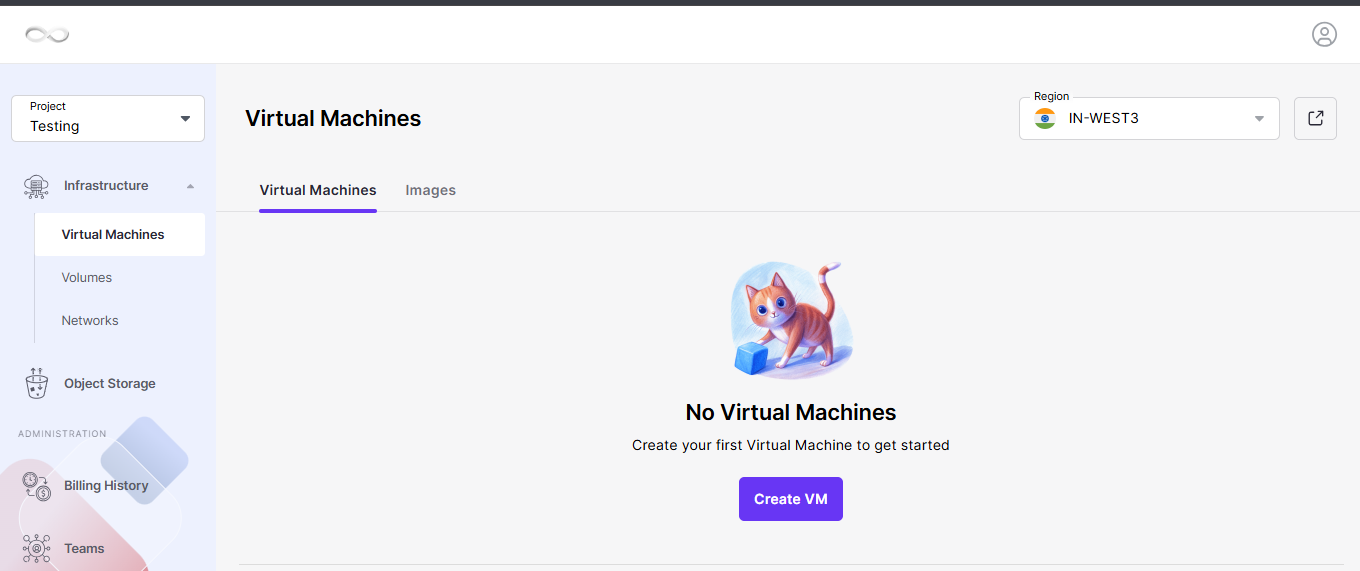 Open the Virtual Machines Section