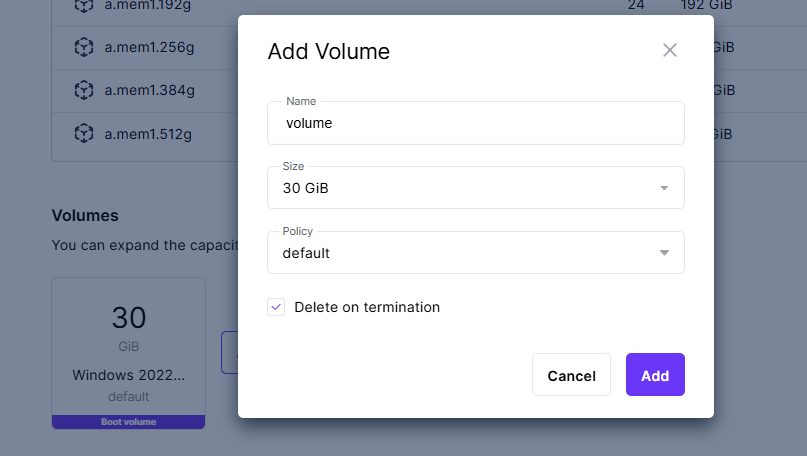 Add Additional Volumes