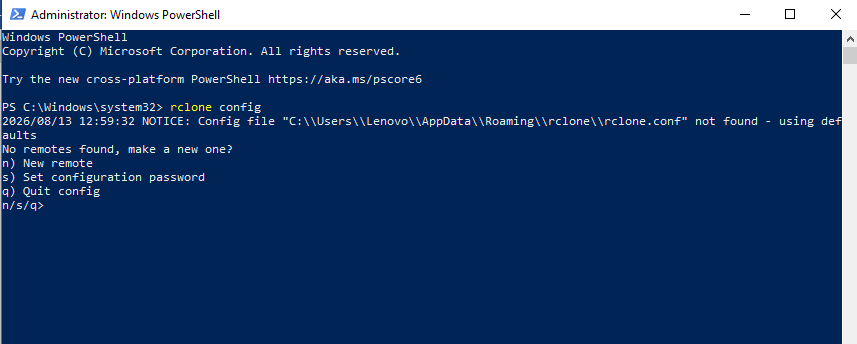 rclone config
