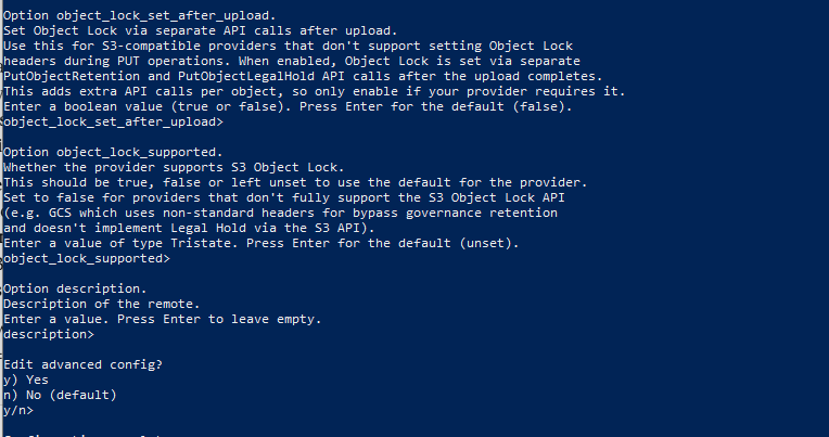 Enter to skip advanced options