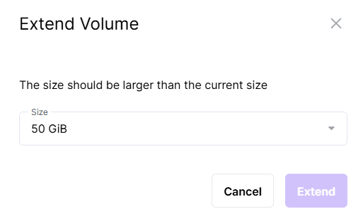 Volume resize window
