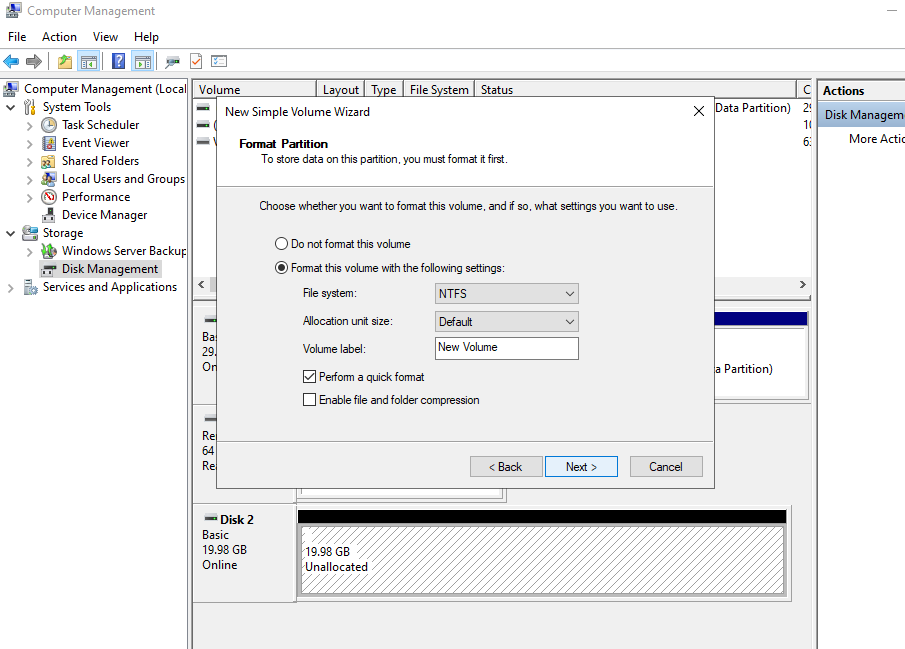 filesystem and volume label settings