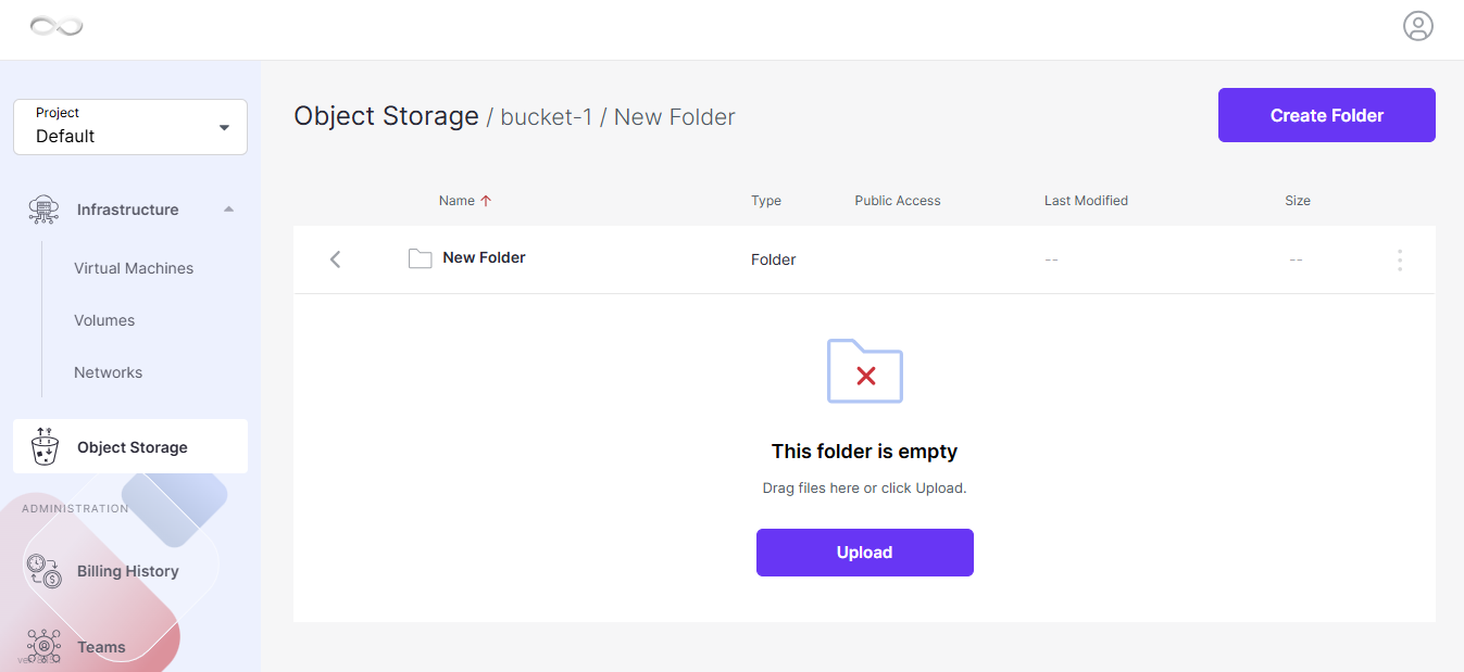 Create Folder option